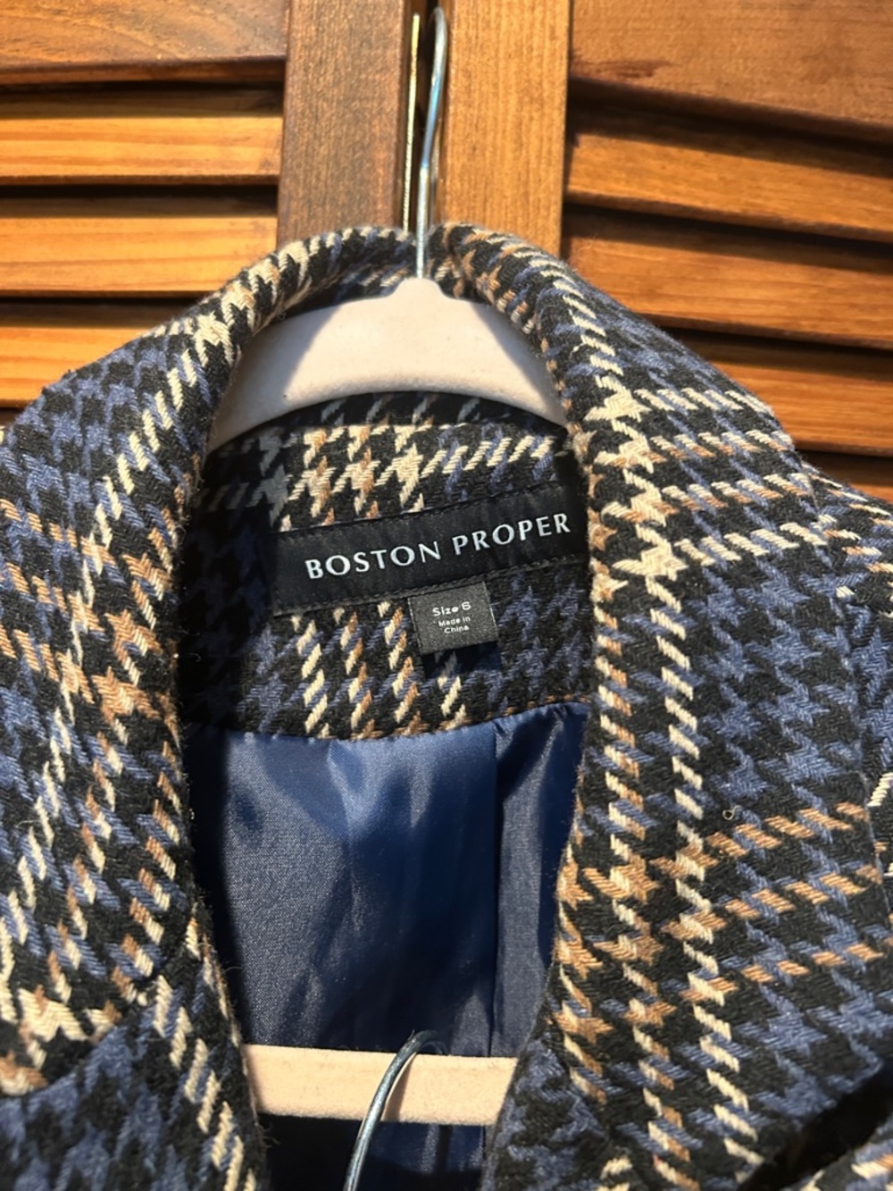 Boston Proper Navy, Brown & Cream Plaid Double-Breasted Suit Set - Picture 6 of 15